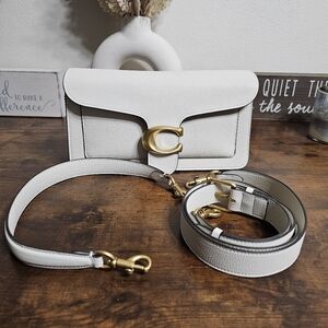 White Crossbody Bag with Gold Accents